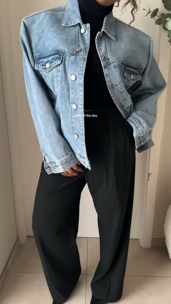 I wear a size Large in my denmin jacket for the extra oversized look x 