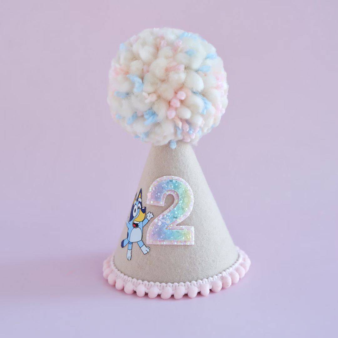 Girl Blue Dog Party Hat Blue Dog Birthday Hat Birthday Party Hat Party Hat Cake Smash - Etsy | Etsy (US)