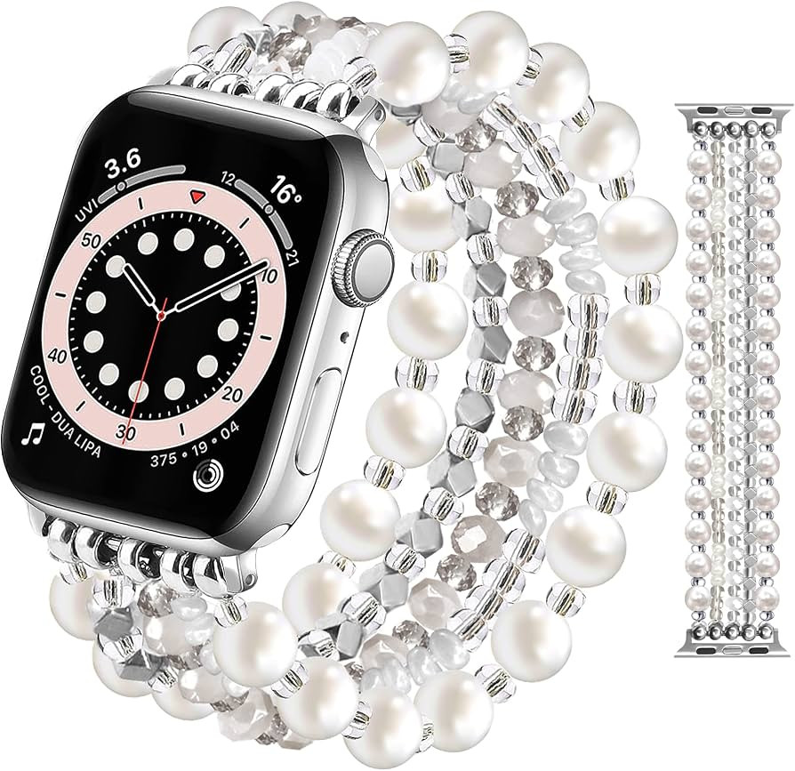 JR.DM Pearl Beaded Bracelet Compatible with Apple Watch Band 40mm 38mm 41mm Series 9/8/7/SE/6/5/4... | Amazon (US)