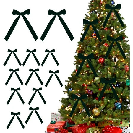 NumWeiTong 24pcs Red Velvet Bows for Christmas Tree Decorations Wreath Burgundy Velvet Ribbon Garland Velvet Bows with Gold Twist Ties | Walmart (US)