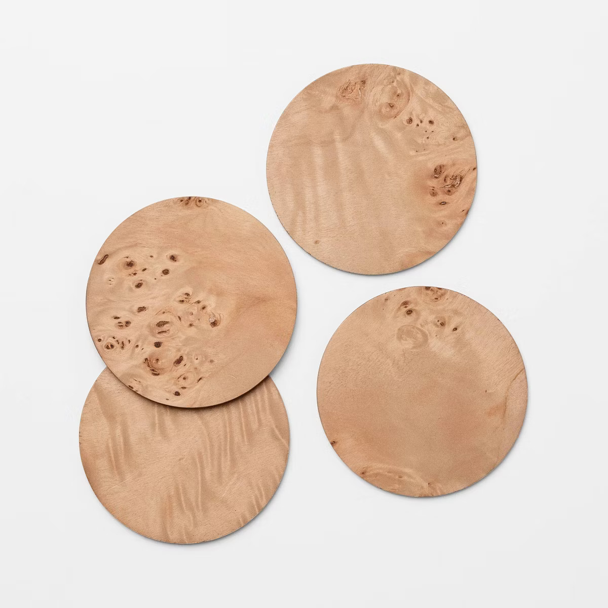 4pc Burl Wood Coaster Set Brown - Threshold™ designed with Studio McGee | Target