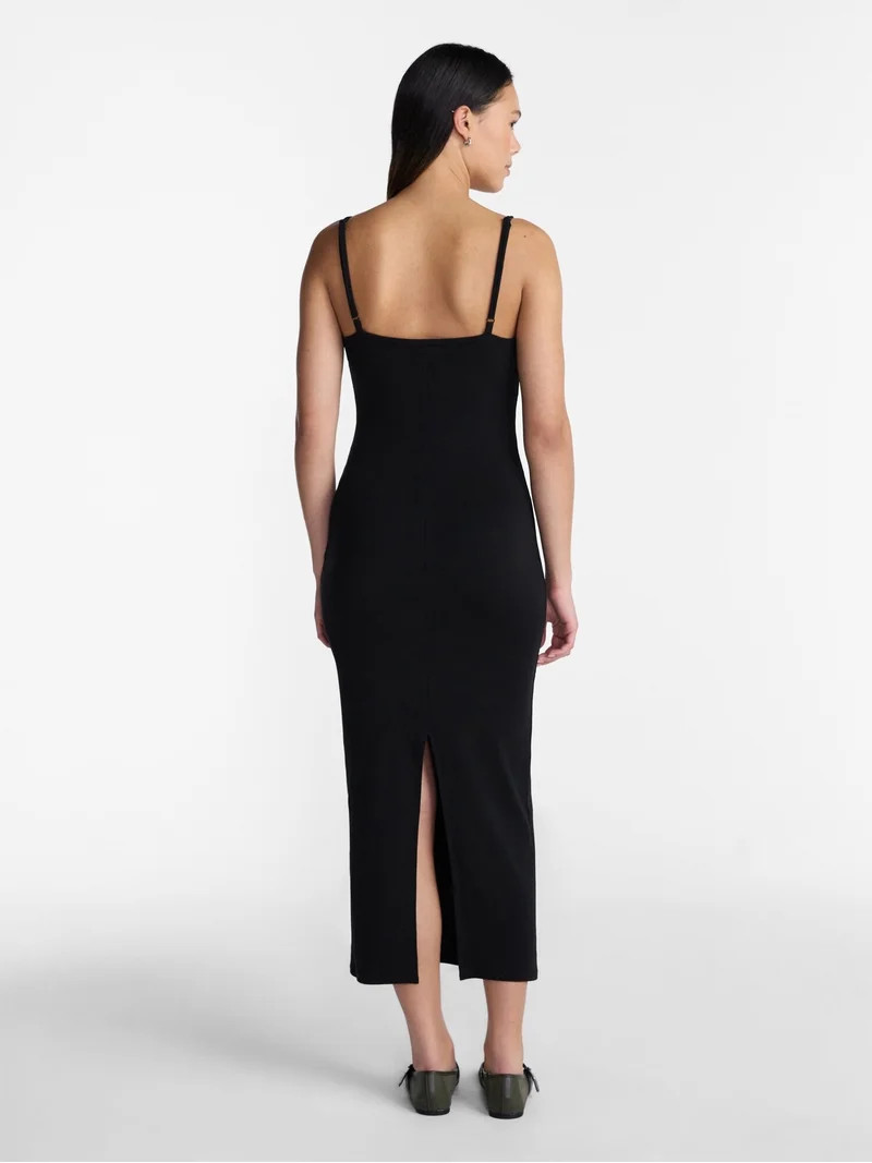 No Boundaries Ribbed Strappy Maxi Dress, Women's and Women's Plus XXS-4X | Walmart (US)