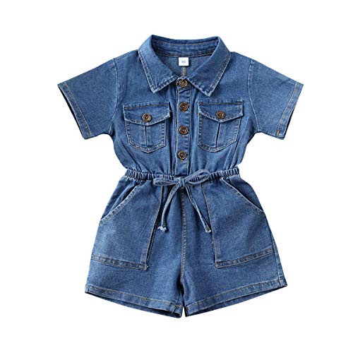 Ledy Champswiin Summer Toddler Girl Jumpsuit Shorts Little Girl Overalls Clothes Baby Jean Romper Jumpsuit One Piece Outfit (Blue #167, 2-3 Years) | Amazon (US)