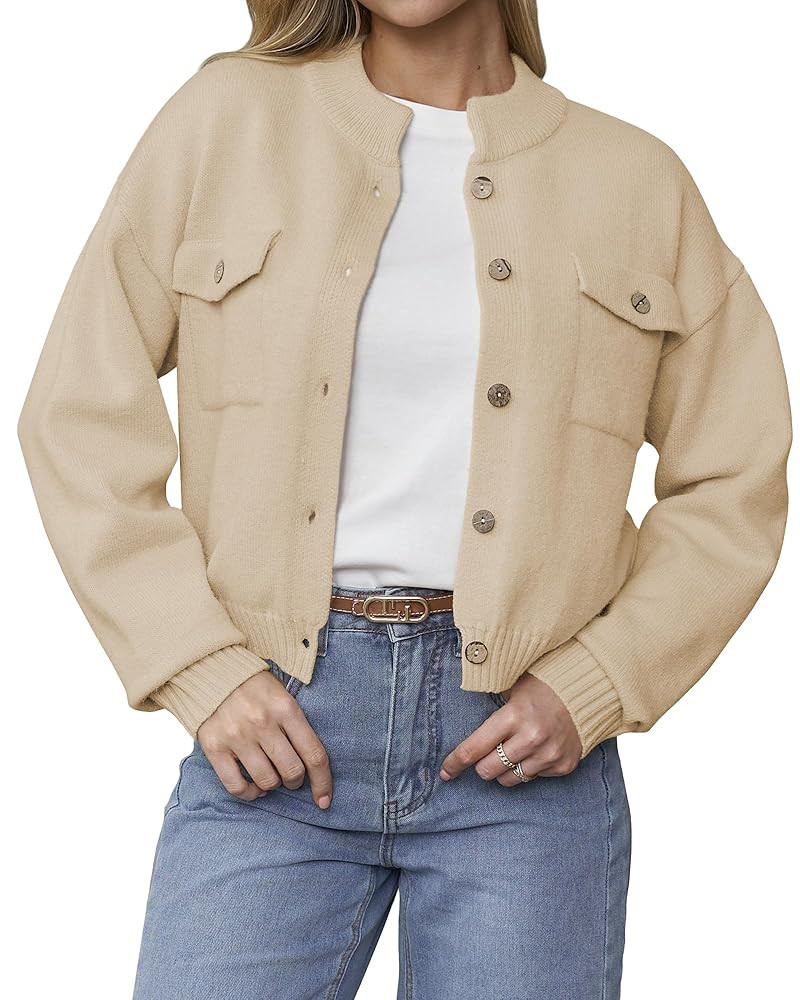 COSSEN Womens Chunky Knit Cardigan Sweater Jackets Button Down Long Sleeve Cropped Trendy Outerwe... | Amazon (US)