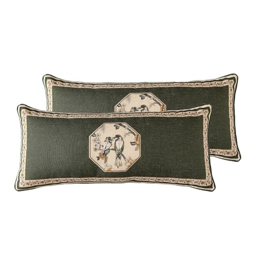 ISAENNE Vintage Linen Rectangle Throw Pillow Cover,Set of 2,28"x12"-Murad E | Amazon (US)