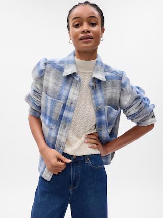 Puff Sleeve Cropped Wool Shirt Jacket | Gap (US)