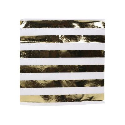 30ct Striped Lunch Napkin Gold - Spritz™ | Target