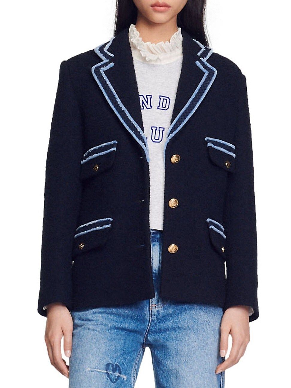 Women's Noella Tweed Blazer - Navy Blue - Size 6 | Saks Fifth Avenue
