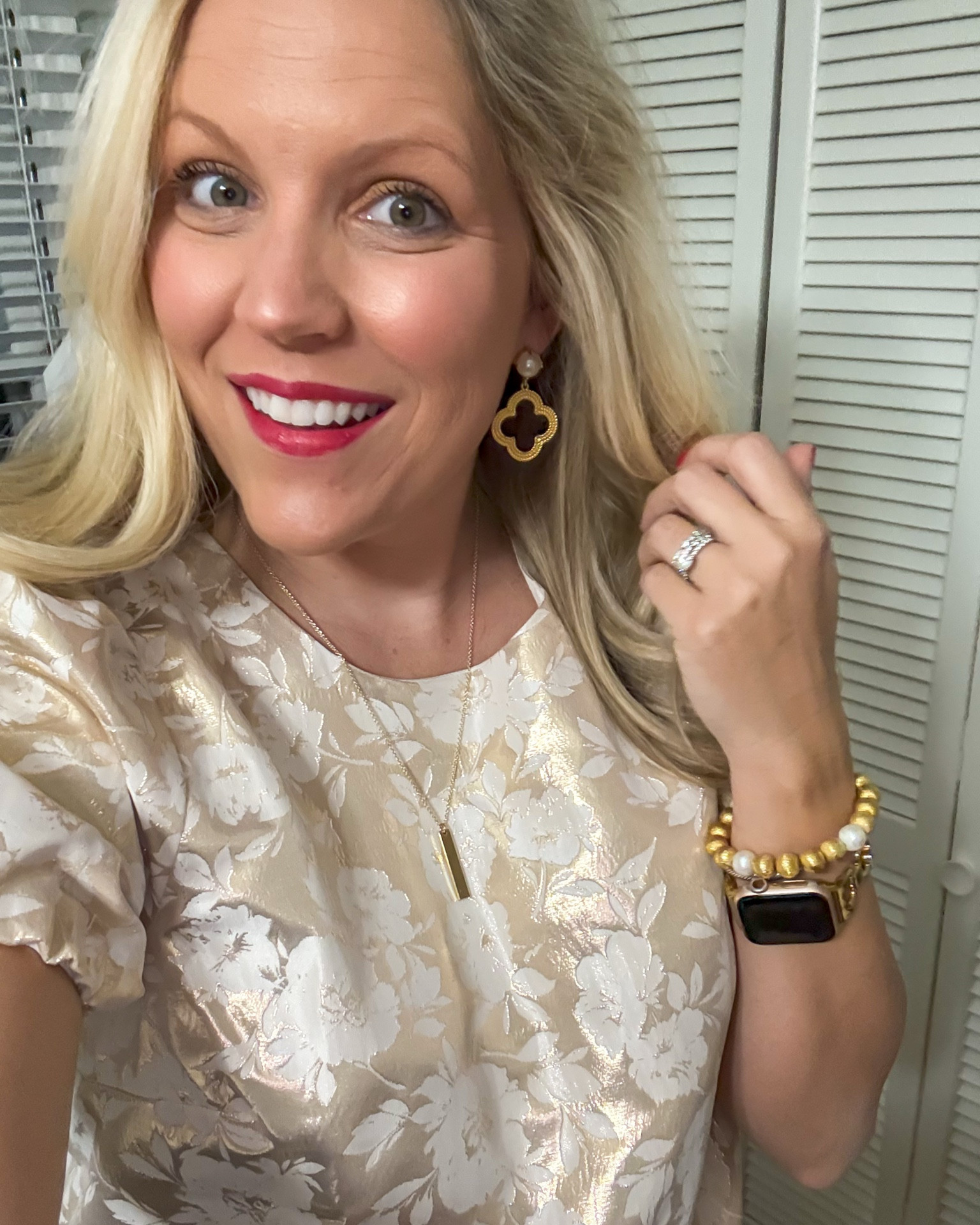 I am all about gold for the holiday season!  This top is from last year but I’ve linked similar for you to shop. These  gold and pearl accessories are go-tos for me and would make great gifts! 🙌🏼
•
#kristieincarolina #liketkit #style #shopthepost 
#rewardstylebloggers #LTKseasonal
#christmasparty #holidayphoto #christmascard #outfitinspo #holidayoutfit #holidayparty

#LTKSeasonal #LTKFindsUnder50 #LTKHoliday