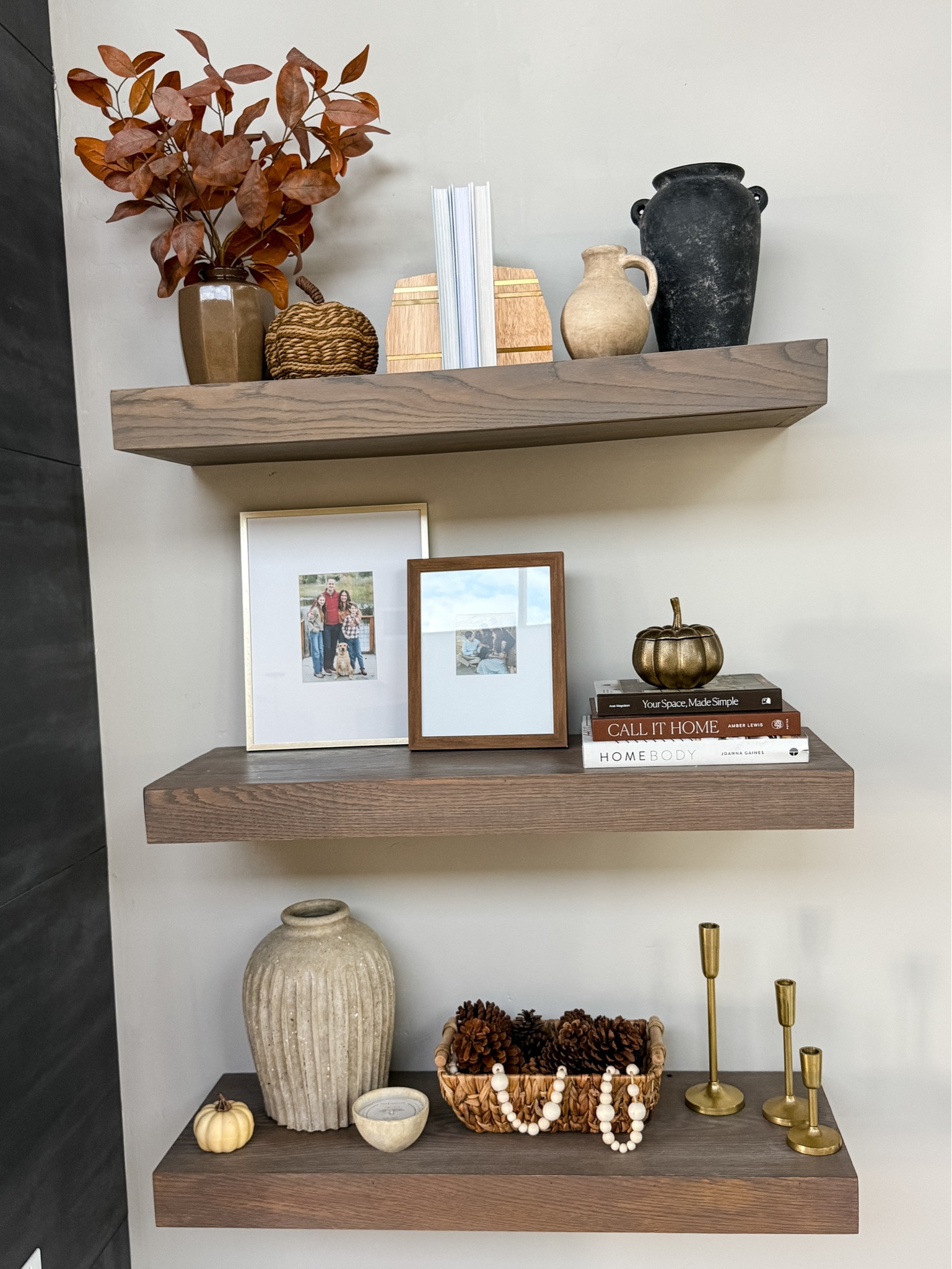 Cozy fall shelf styling with warm stems, woven textures + a few little pumpkins 🍂 #FallDecor #ShelfStyling

#LTKdayinmylife #LTKSeasonal #LTKHome