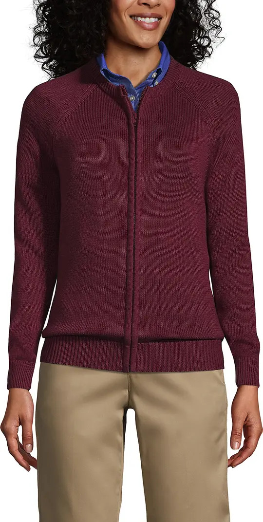 Lands' End School Uniform  Cotton Modal Zip-front Cardigan Sweater | Nordstrom | Nordstrom