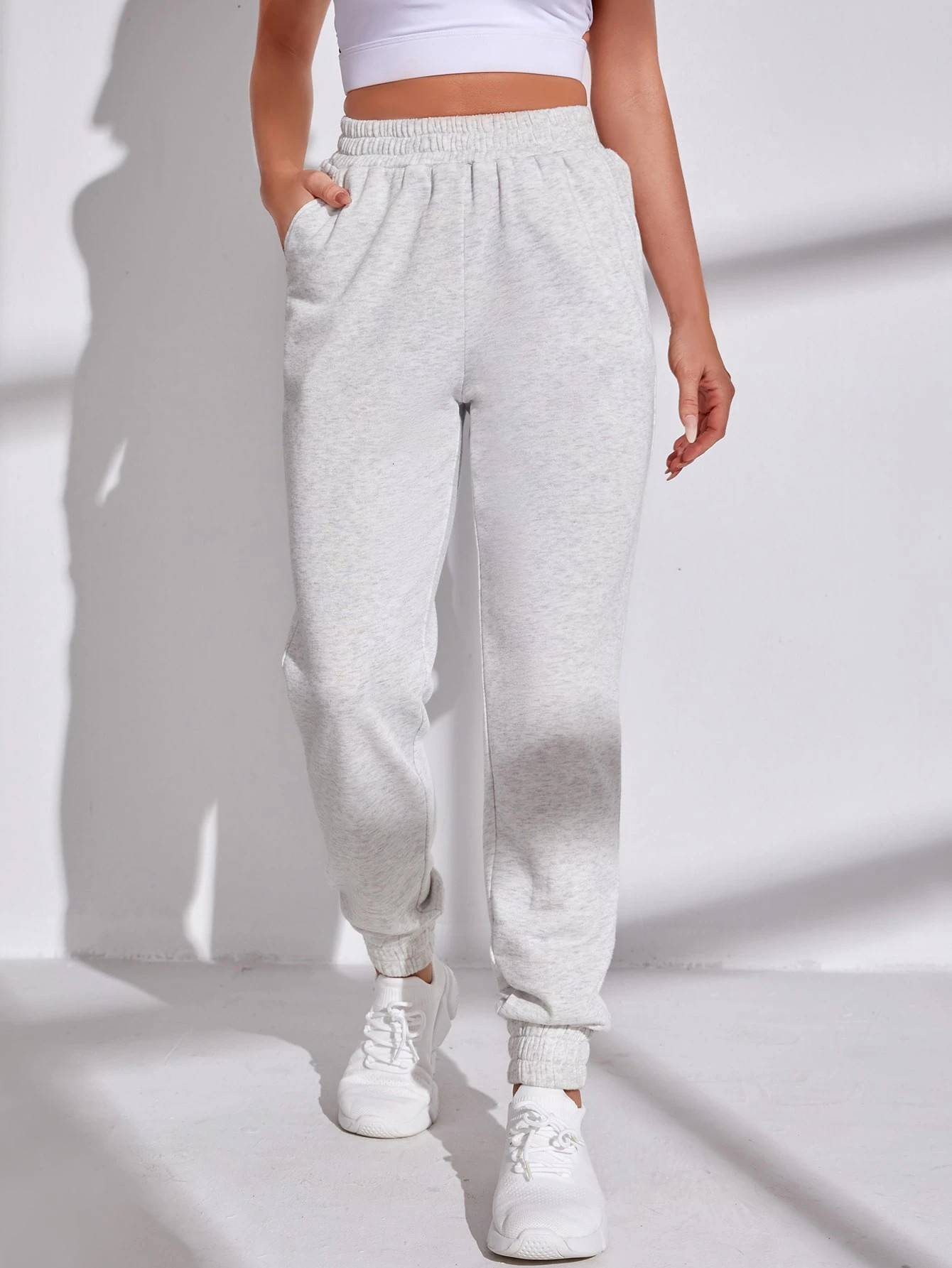Solid Slant Pocket Sports Pants | SHEIN