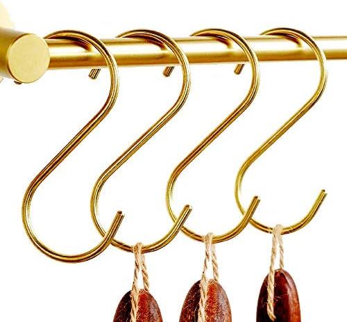 BAEYAR Brass S Hook, Gold Hook, S-Shaped Hook, Suitable for Bathroom, Closet, Kitchen, Flower Bas... | Amazon (US)