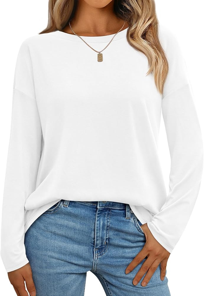 AUTOMET Womens Long Sleeve Shirts Loose Fitted Crewneck Basic Tops Casual Outfits Fall Clothes 20... | Amazon (US)