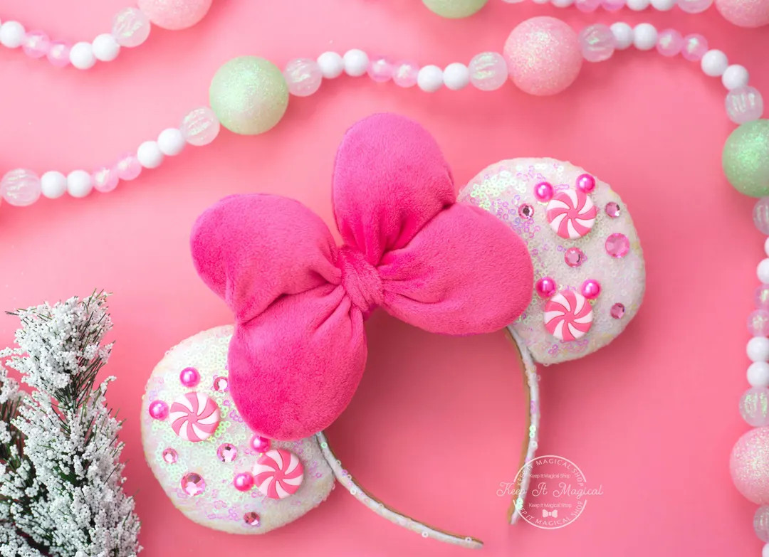 Christmas Minnie Ears Peppermint Mickey Ears Peppermint Ears Merry Christmas Mickey Ears Peppermi... | Etsy (US)