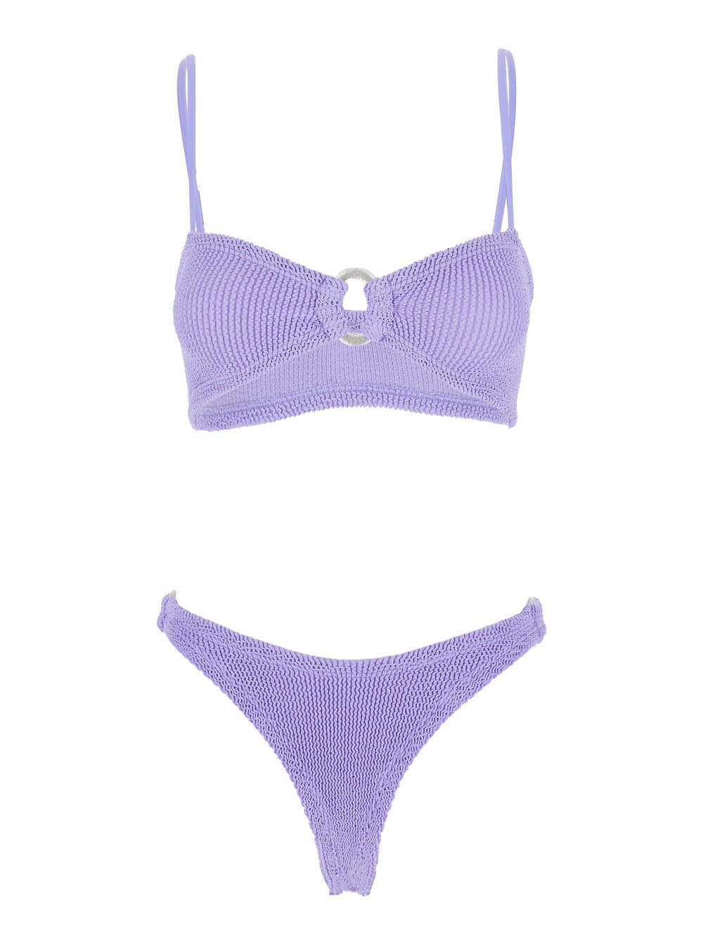 Hunza G misty Violet Bikini With Fixed Spaghetti Straps And Cut-out With Ring In Tech Fabric Stretch Woman | Italist.com US