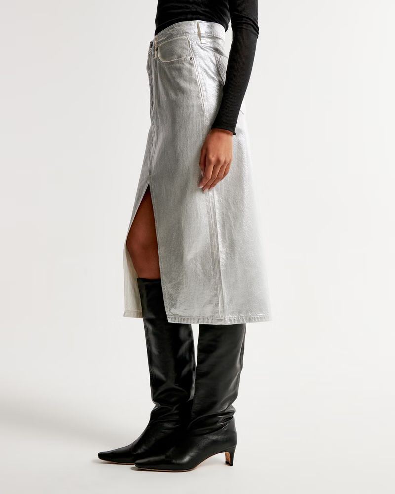 Denim Midi Skirt | Abercrombie & Fitch (US)