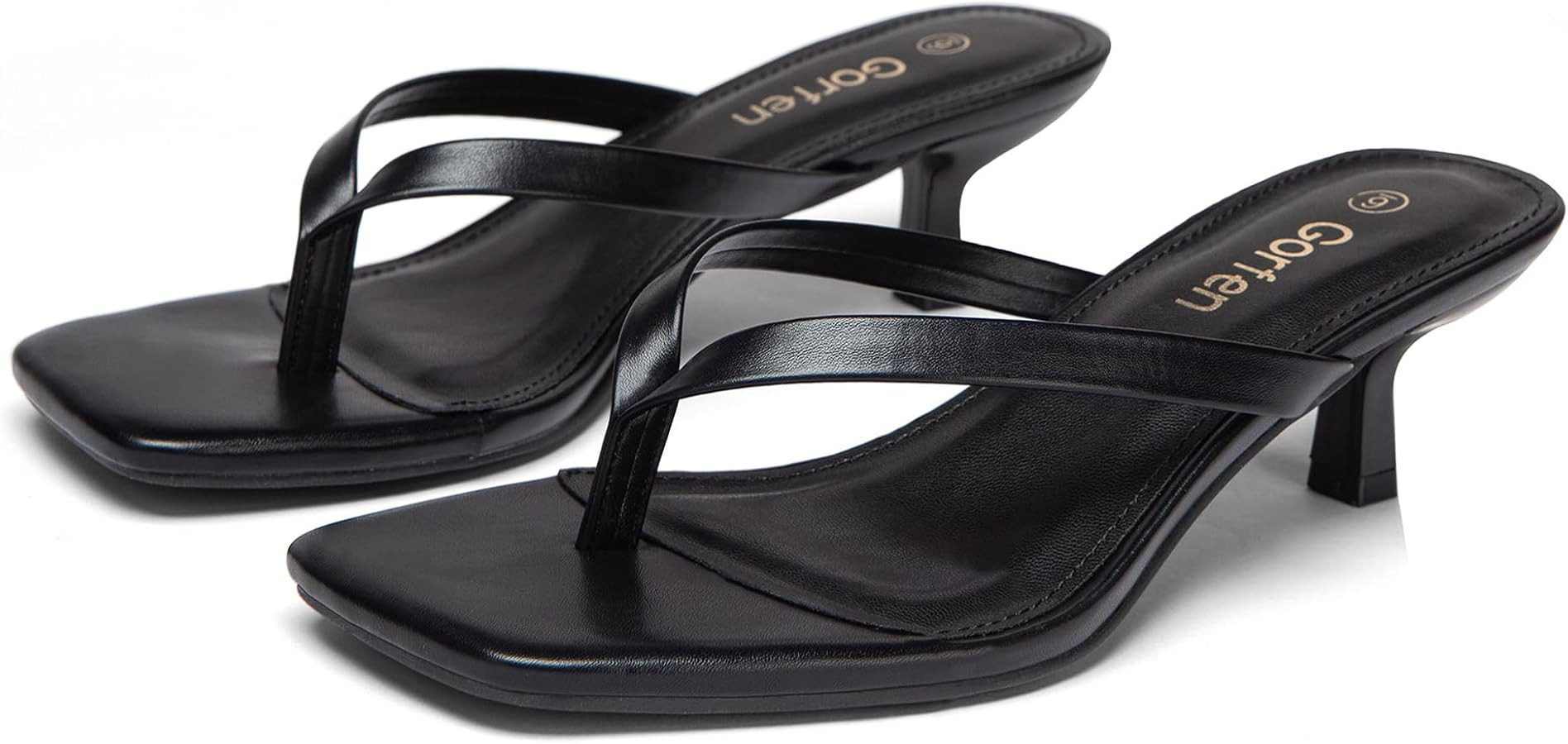 Women's Kitten Heel Sandals Square Toe Slip-On Flip Flop Heels Thong Sandals for Summer 2 Inch He... | Amazon (US)