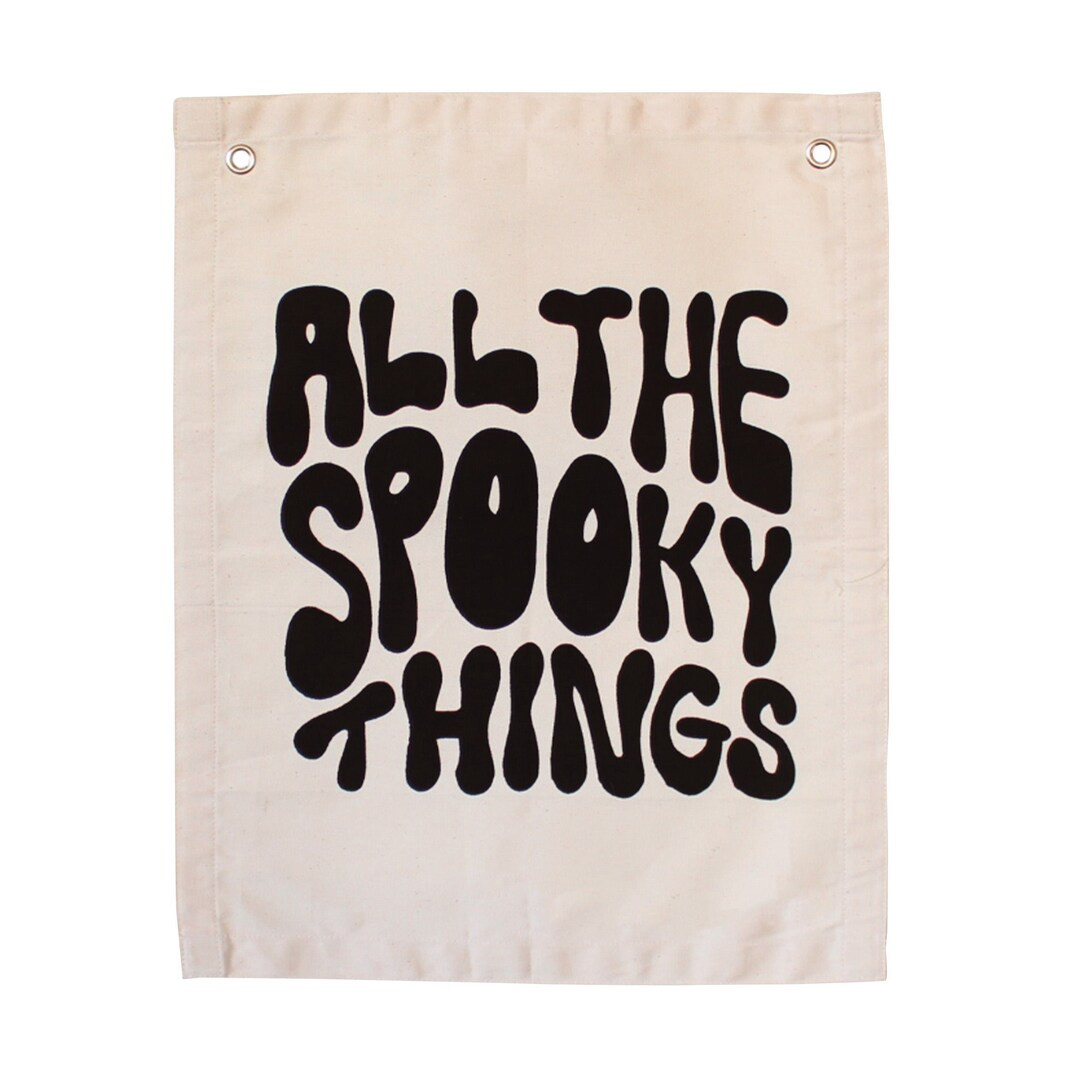 All the Spooky Things Banner Natural Canvas Wall Flag Wall Art Kids Room Decor Canvas Tapestry Ha... | Etsy (US)