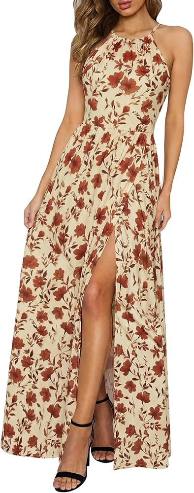 KILIG Women's Summer Floral Beach Flowy Split Maxi Long Dresses | Amazon (US)