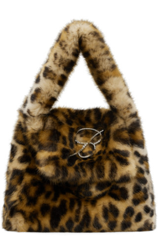 Beige Animalier Rhinestone 'B' Monogram Pin Bag | SSENSE