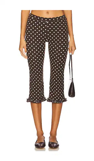 Ruffle Capri Pants in Brown Polka Dot | Revolve Clothing (Global)