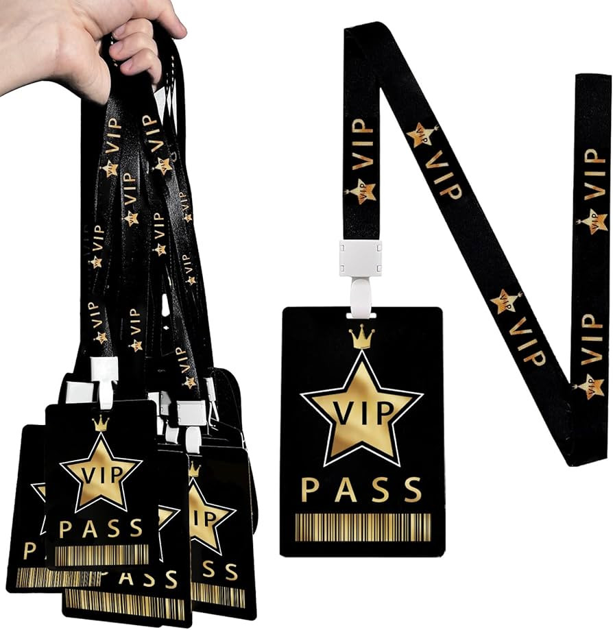 25 Sets VIP Badge Lanyards with Plastic VIP Pass Cards VIP Lanyards with Star, Black Breakaway La... | Amazon (US)
