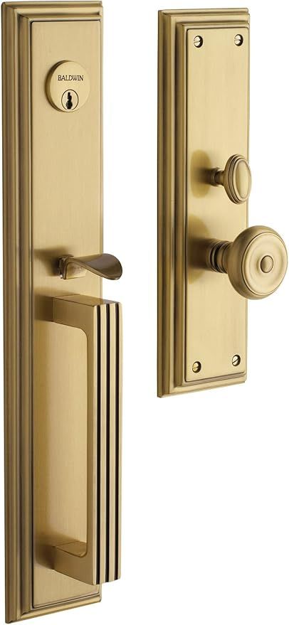 Baldwin 6542.FD Tremont Dummy Handleset Trim Set, Satin Brass and Brown | Amazon (US)