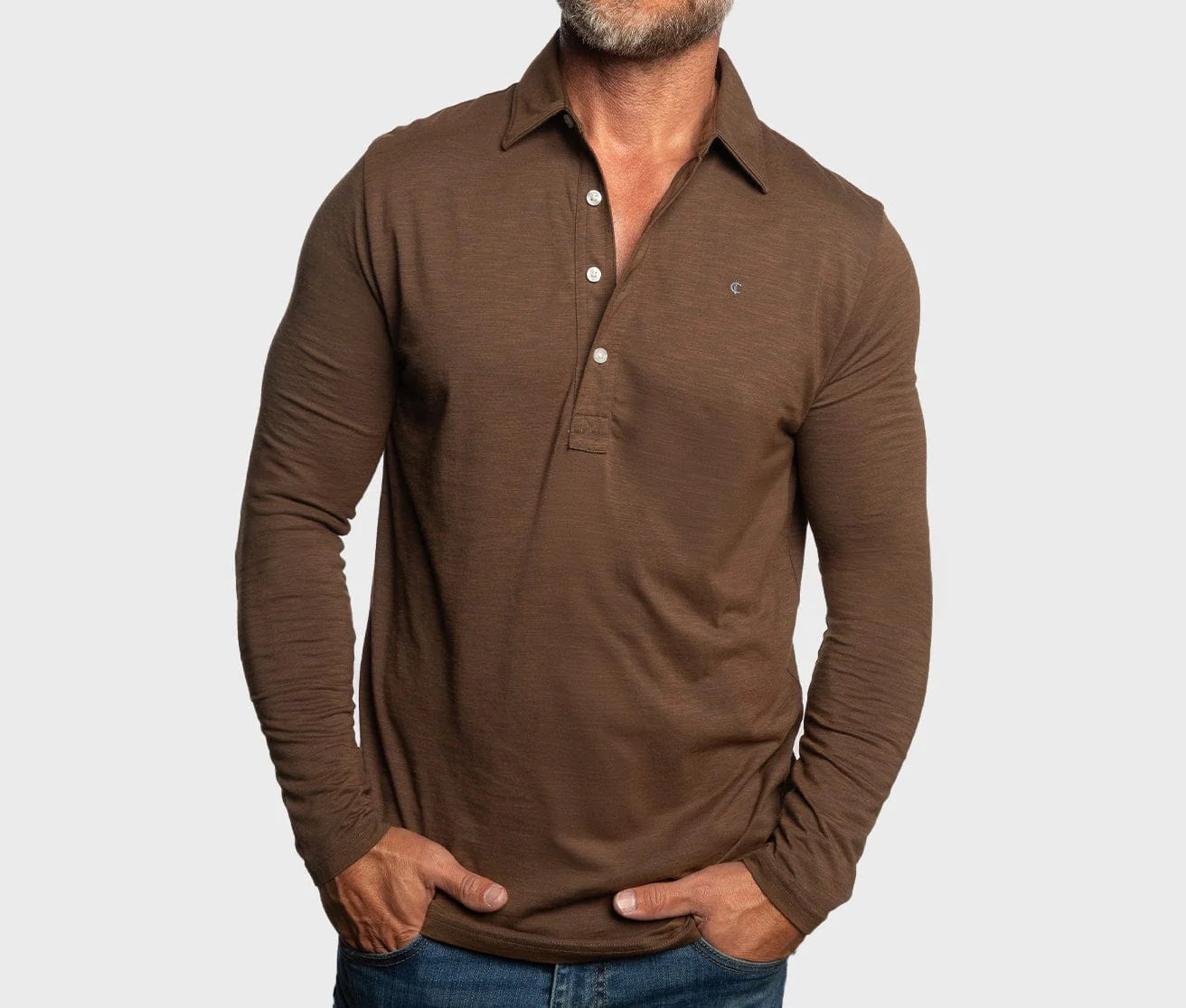 brrr° Long Sleeve Range Polo - Single Malt | Criquet Apparel