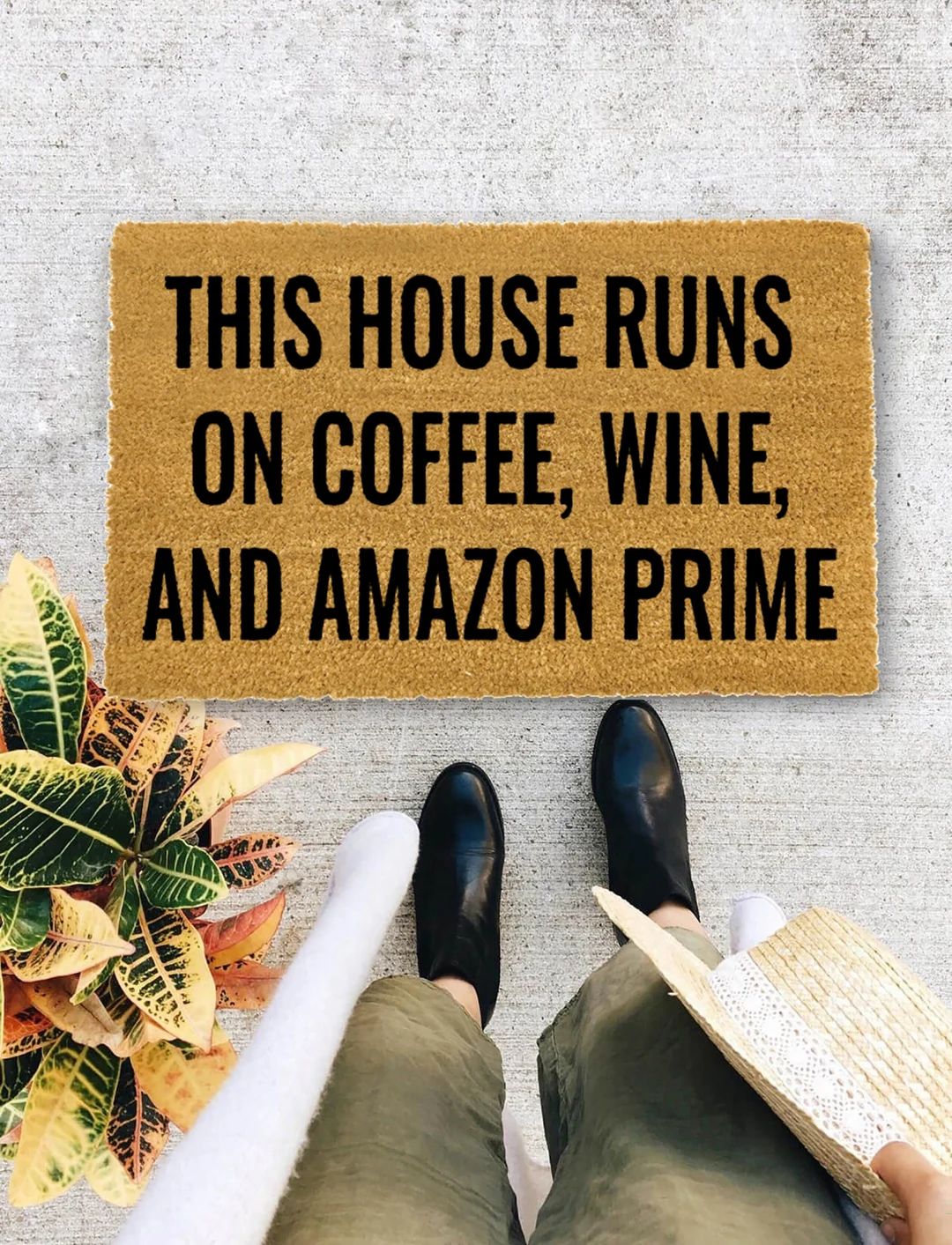 This House Runs on Coffee, Wine, and  Amazon Prime, Closing Gift, Funny Door mat, New home gift, ... | Etsy (US)