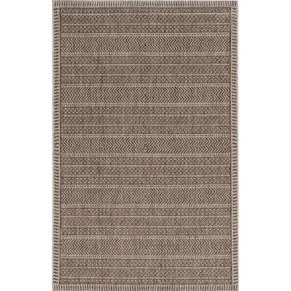 Sedona Striped Tribal Bohemian Brown/Natural Indoor/Outdoor Performance Area Rug | Wayfair North America