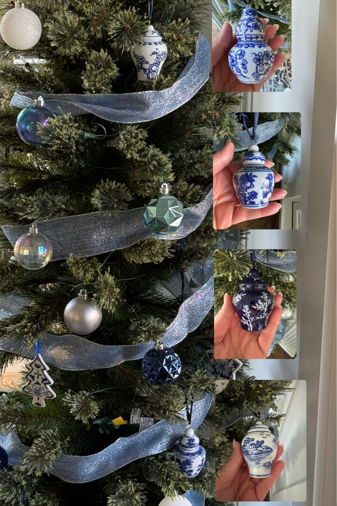 Mini porcelain Ginger Jars on my office trees: my exact ones comes in a set of 8 diff jars 
#christmas #Christmasornaments #Christmasdecor #ornamentexchange #whiteelephantgift #Housewarminggift #Christmasgift

#LTKSeasonal #LTKHoliday #LTKFindsUnder50
