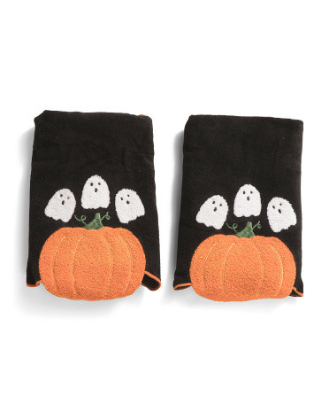 Set Of 2 Hanging Pumpkin Ghosts Hand Towels | TJ Maxx