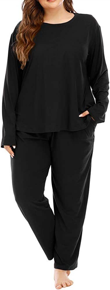 ALLEGRACE Plus Size Pajama Set Pants Women Tie Dye Long Sleeve Shirts Nightwear Sleep & Lounge Pjs | Amazon (US)