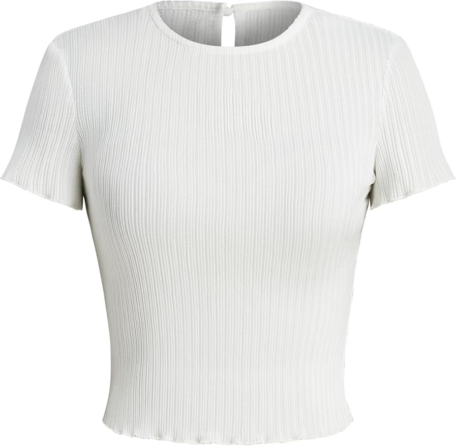 CIDER Round Neck Solid Short Sleeve Tee | Amazon (US)