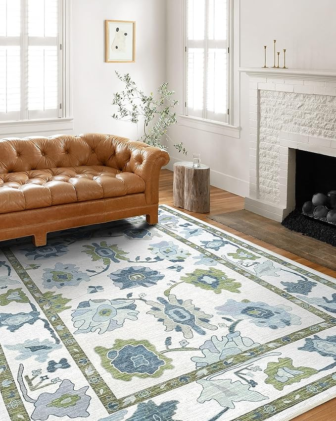 Green Oushak Rug, Vintage Turkish Eclectic Floral Pastel Large Oversized Area Rugs for Living Roo... | Amazon (US)