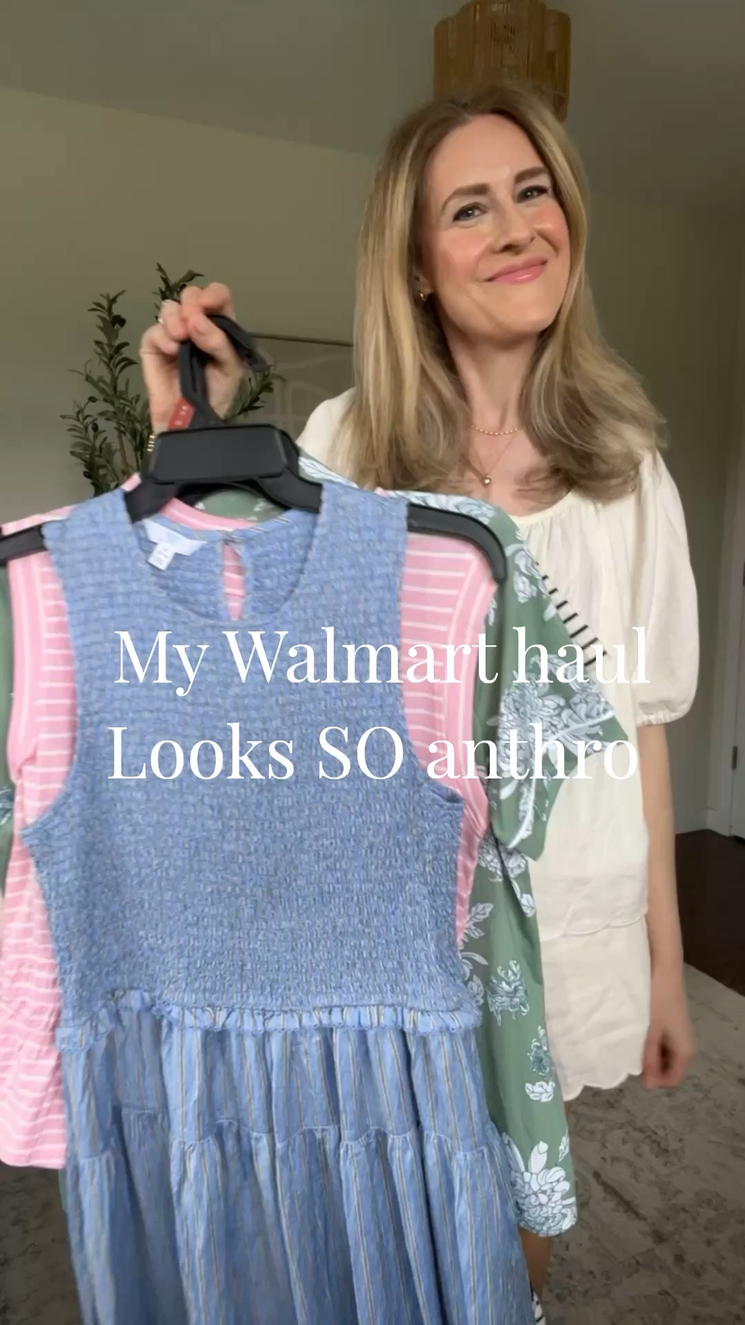 Walmart giving us that anthro look for less! Feminine details, unique prints and romantic silhouettes. I went up one size to a medium in the dresses and the pull on shorts. Stayed true to size 6 in the jean shorts. Wearing a small in the yellow top. Wearing size large in the scalloped blouse and the pink ruched top (it’s all my store had but it works!). #walmartfashion #walmartfinds 

#LTKOver40