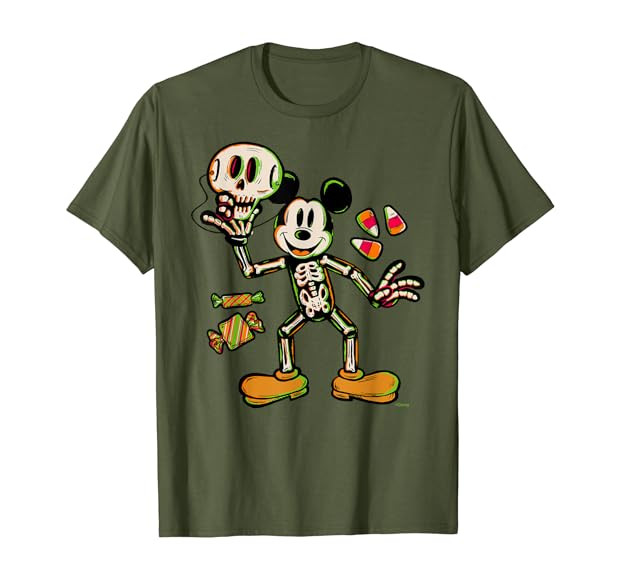 Disney 100 Mickey Mouse Skeleton Costume Halloween D100 T-Shirt | Amazon (US)