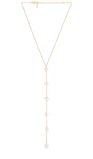 Multi Pearl Lariat Necklace in Gold | Revolve Clothing (Global)