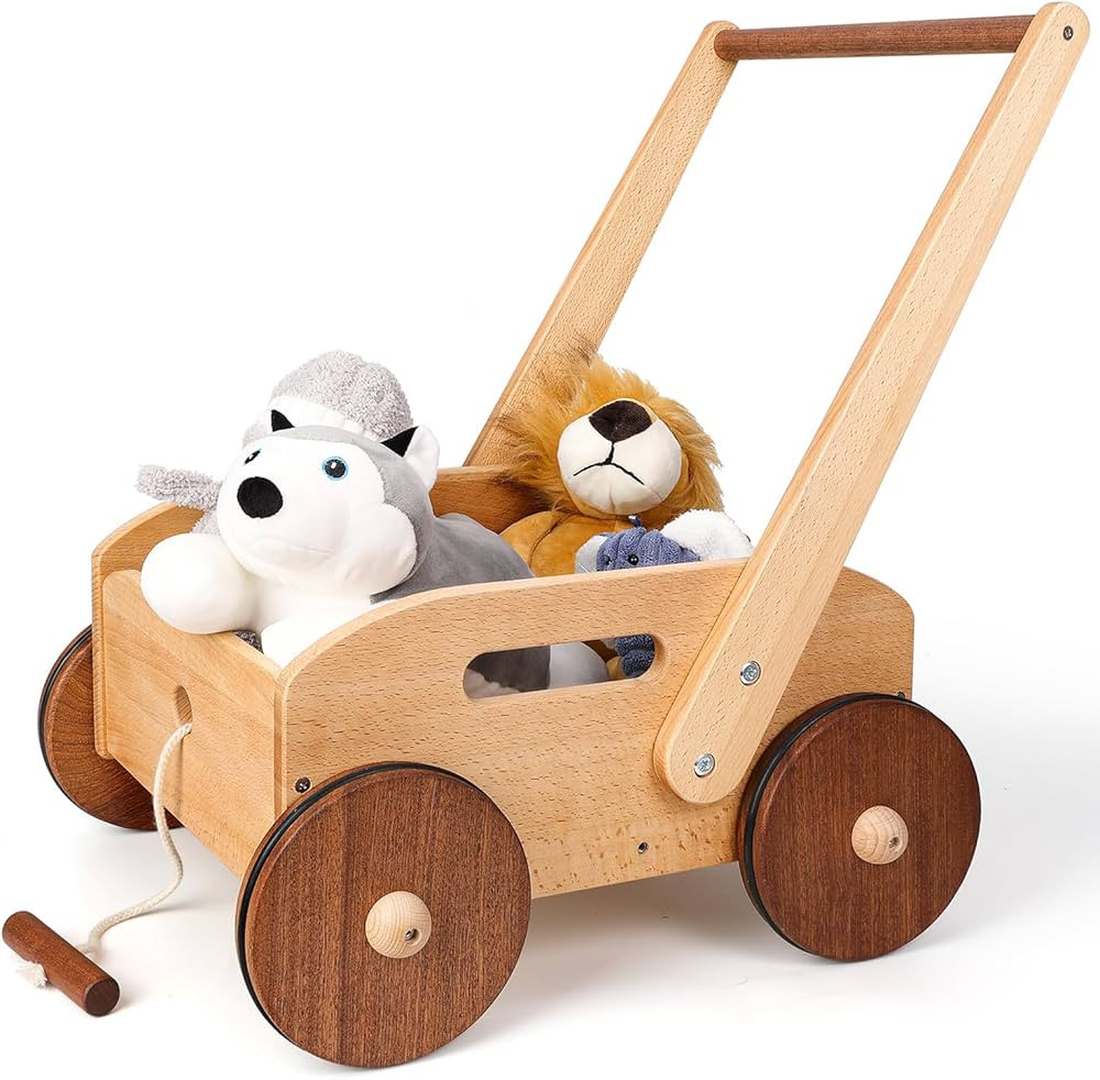 Wooden Baby Walker, Adjustable Speed Push Toys for Babies Learning to Walk, Natural Wood Push and... | Amazon (US)