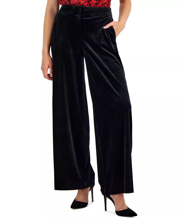 Tahari ASL Women's Mid-Rise Wide-Leg Velvet Pants & Reviews - Pants & Capris - Women - Macy's | Macys (US)