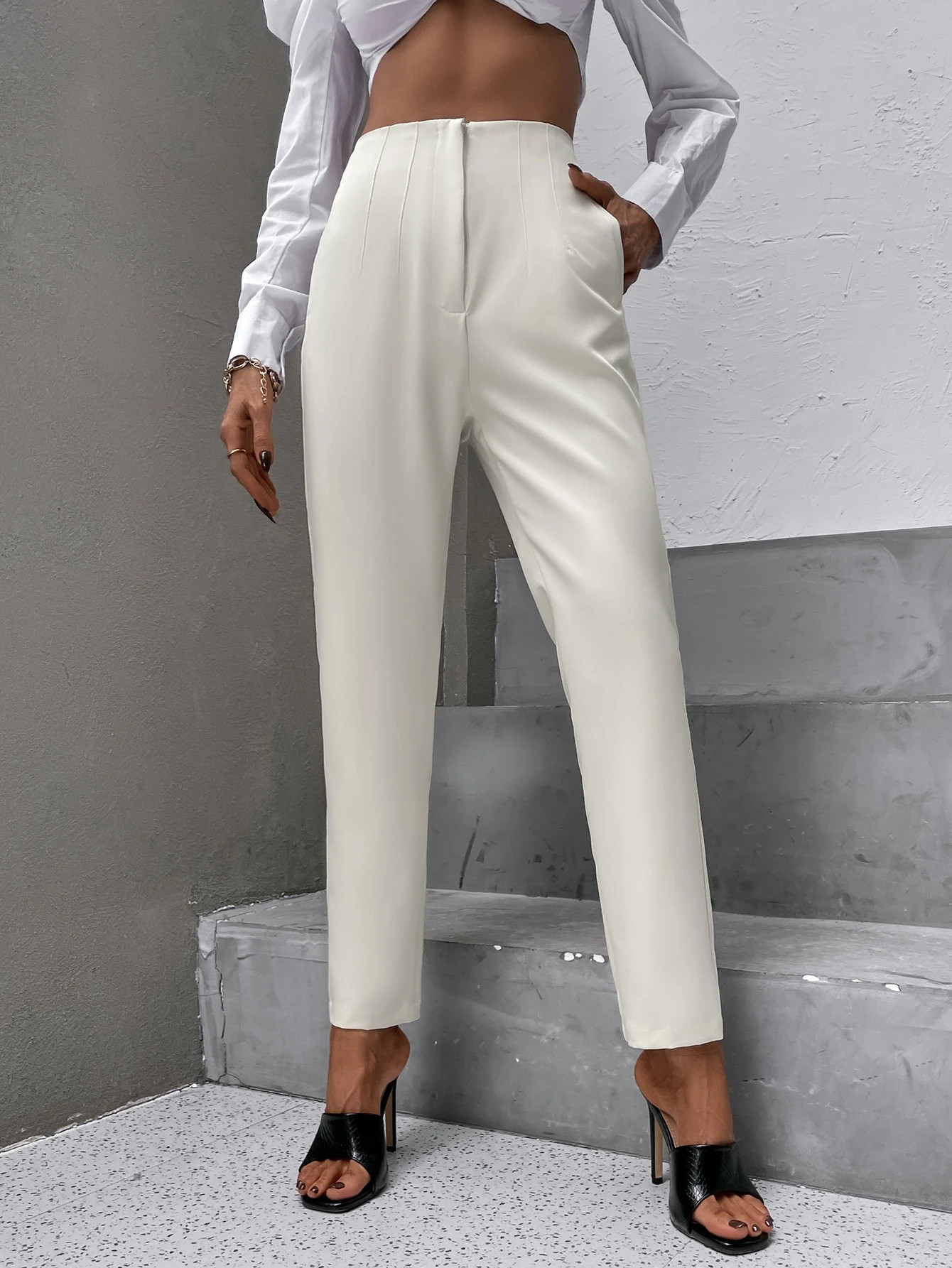 Slant Pockets Seam Detail Pants
   SKU: sw2206216563515609      
          (906 Reviews)
        ... | SHEIN