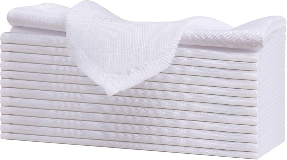 FURNLIK Cloth Napkins White Soft and Washable Dinner Napkins Set of 12, Pastel Polyester Napkins ... | Amazon (US)