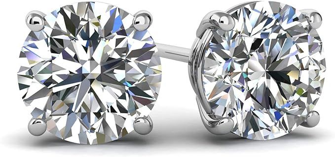 Web Gems Pure Brilliance Swarovski Cubic Zirconia Stud Earrings For Women – Solid 14K Gold Post... | Amazon (US)