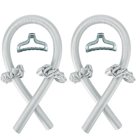 2 Pack Heatless Curling Rod Headband for Sleeping Overnight No Heat Curling Headband with Hair Clips and Hair Bands for Long Medium Hair DIY Hair Styling Tools Kit Silver Gray | Walmart (US)