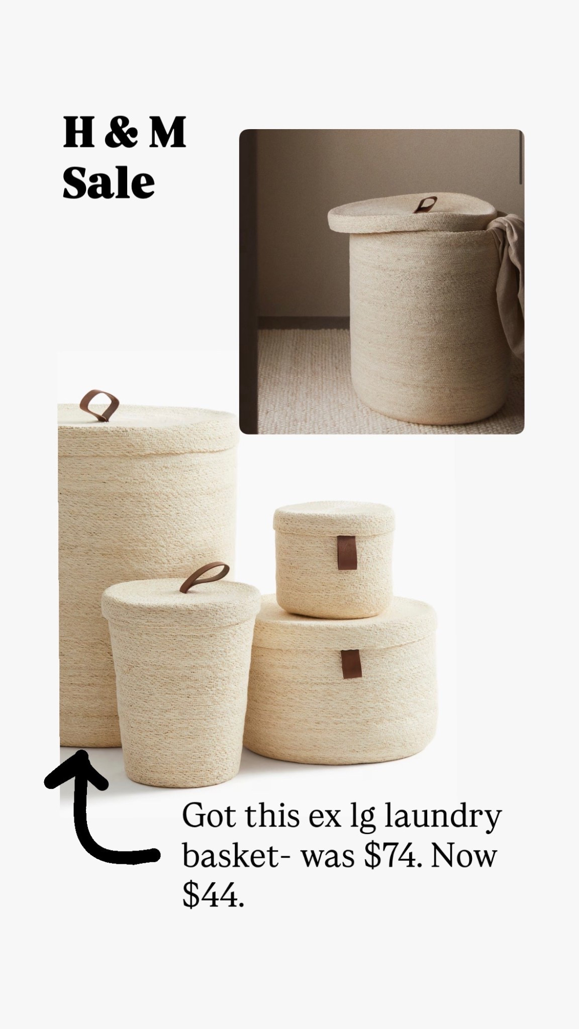🧺H and M Sale on Home Decor and clothes. I got this extra large basket for my kids laundry basket. Cones with a lid. It’s two feet tall! I have a basket similar that I got from h and m and love it. It’s huge! They have great outdoor stuff right now too! I’m thinking of getting their seat cushions for my outdoor dining chairs. 

Linked to chars and cushions if you want to check them out! 

😊Follow for more posts worth seeing 

#LTKLaundry #LaundryBasket #Basket #Storage

#LTKHome #LTKSaleAlert #LTKmomlife