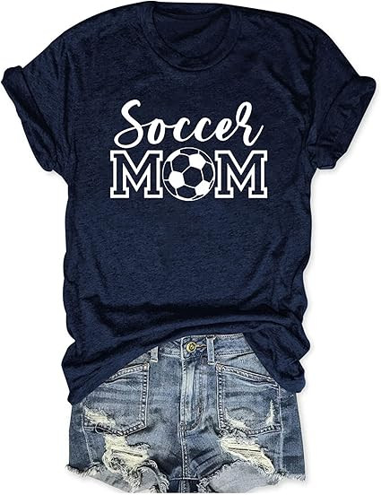 Womens Soccer Mom Shirt Short Sleeve Crewneck Soccer Printed Casual Cute Graphic Tee Tops | Amazon (US)