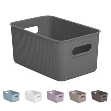 Superio Desk Drawer Organizer Basket 5 Liter Grey Plastic Storage Bins for Home Vanity Office Closet | Walmart (US)