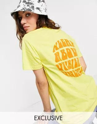 Kavu Unlimited back print t-shirt in yellow Exclusive at ASOS | ASOS (Global)