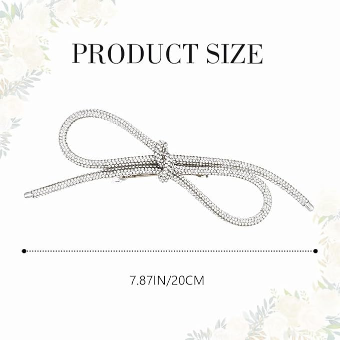 JAKAWIN Silver Rhinestone Hair Bow Clip for Women FJ010 (1 Silver) | Amazon (US)